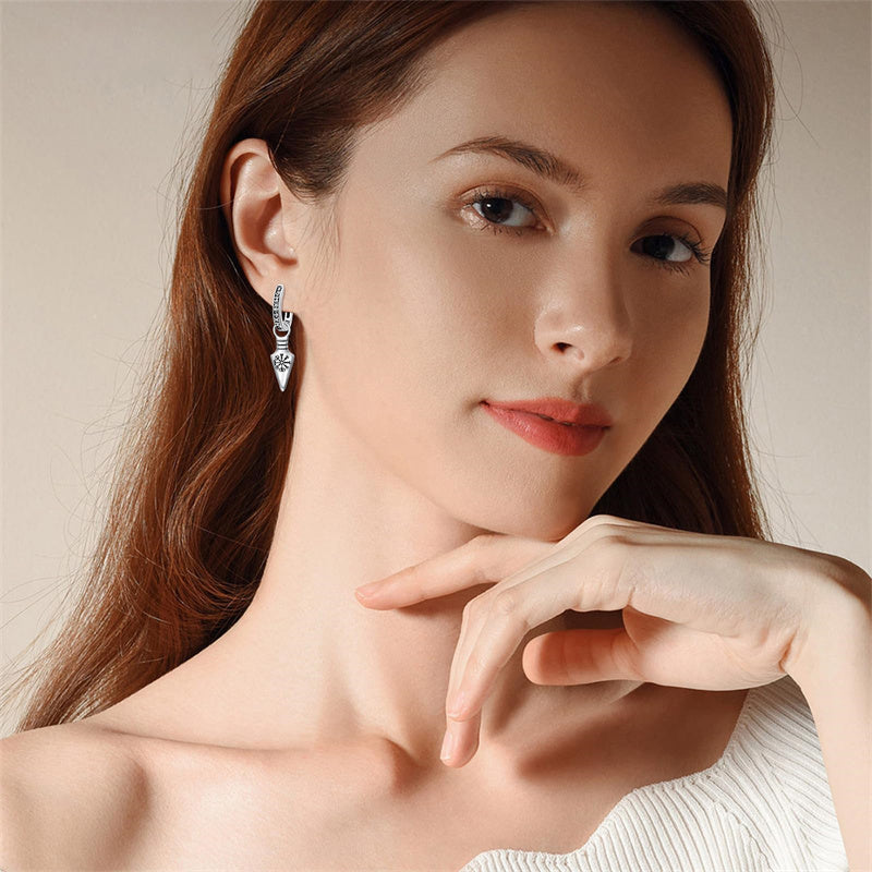 Sterling Silver Viking Raven Stud Dangle Earrings