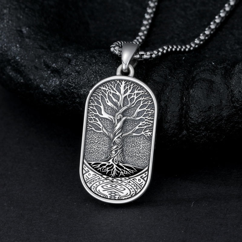 Sterling Silver Memento Mori Tree of Life Anubis Pendant Viking Amulet   Protection Pendant Necklace Halloween Gift