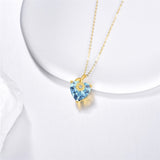 10K 14K 18K Yellow Gold Heart Birthstone Sunflower Pendant Necklace