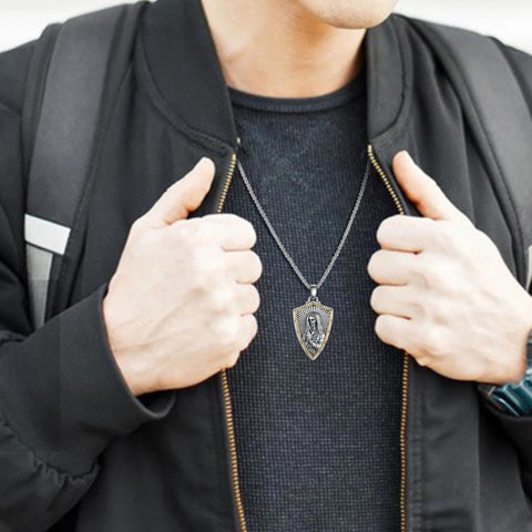 14K Gold Plated Masonic Cross Compass St Michael St Christopher Santa Muerte Star of David Pendant Necklace