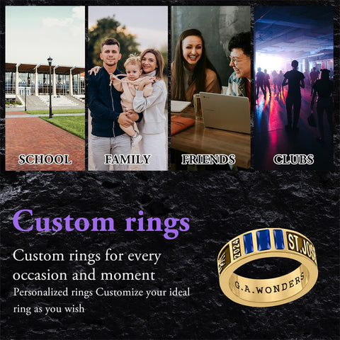 Sterling Sliver Personalied Engraved Birthstone Graduation High School Rings