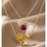 14K Gold Birthstone Birth Flower  Pendant Necklace Birthday Jewelry Gifts for Women