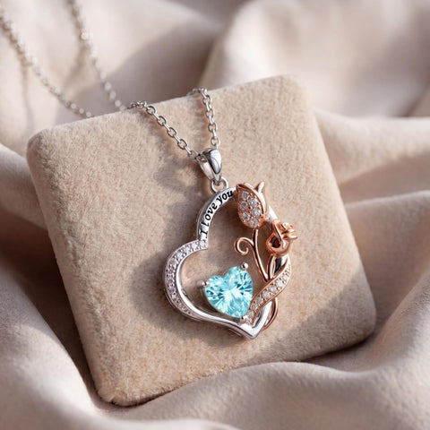 14K Gold Plated  Birthstone Rose Flower Necklaces for Women