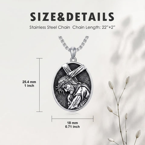 Sterling Silver Praying Hands Angel Sword Wing Cross Pendant Necklace Religious Gifts for Men