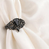 Sterling Silver 10K  14K  18K Gold 1CT-4CT Black Onyx Engagement Ring Gothic Wedding Promise Ring