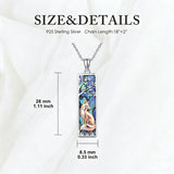 Sterling Silver Abalone Shell Bar Cardinal Bee Butterfly Hummingbird Dragonfly Phoenix Pendant Necklace for Women
