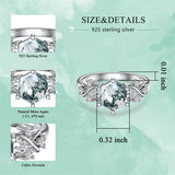 Sterling Silver 1ct Natural Moss Agate Engagement Ring