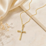 Minimalist Cross Pendant Necklace 14K Gold Plated for Women Faith Jewelry Religious Gifts