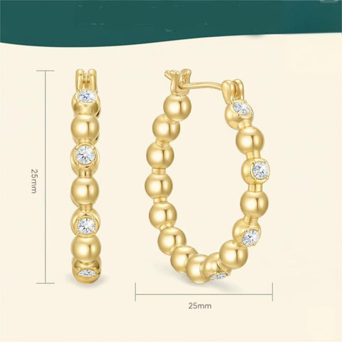 14K Gold Plated Round Heart Cubic Zirconia Elegant  Earring for Women