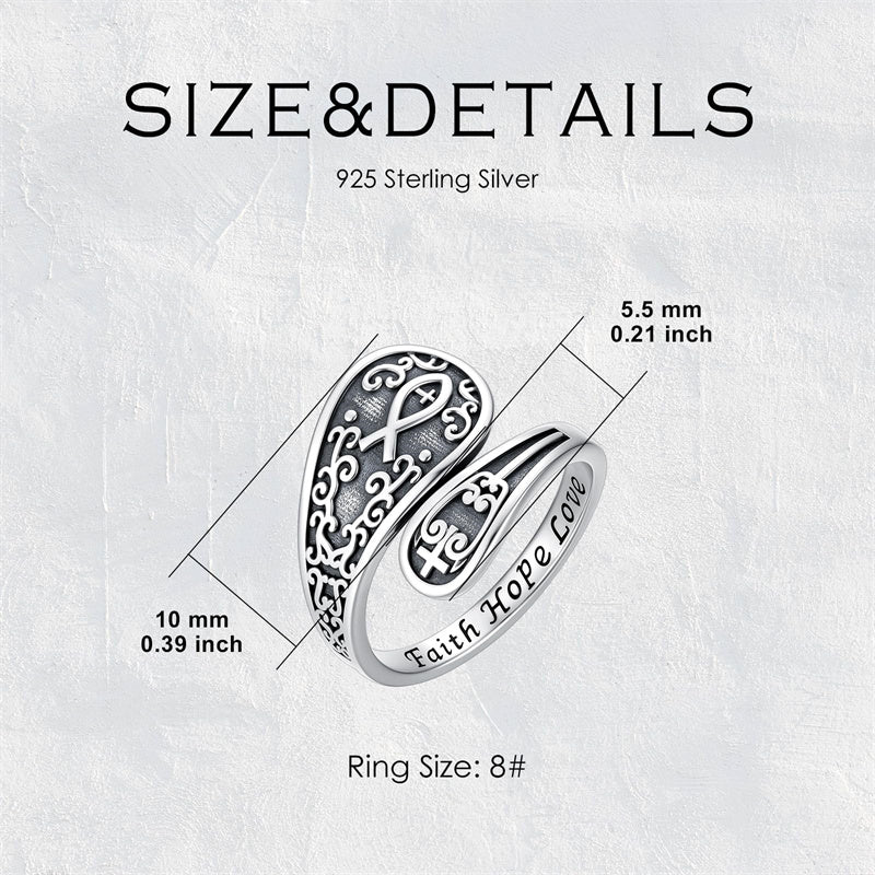 Sterling Silver Dragonfly Jesus Fish Adjustable Spoon Ring for Women