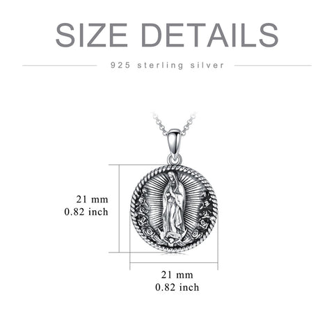 Sterling Silver Crown of Thorns Jesus St Benedict St Michael Pendant Necklace