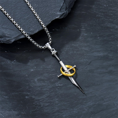 Sterling Silver Medieval Sword Dagger Pendant Necklace