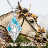 Sterling Silver Turquoise Horse Pendant Necklace
