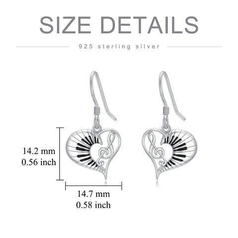 Sterling Silver Piano Drum Trumpet Music Dangle Earrings for Women