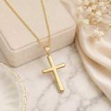 Minimalist Cross Pendant Necklace 14K Gold Plated for Women Faith Jewelry Religious Gifts