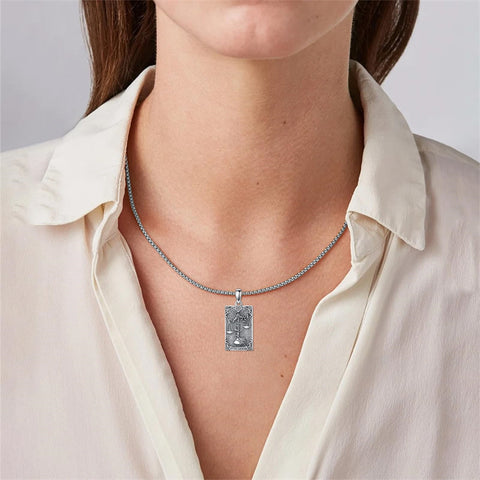 Sterling Silver Tarot Card 12 Zodiac Sign Pendant Necklace