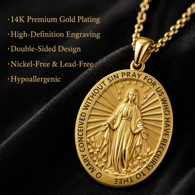 Patron Saint Medal Gold Plated Catholic Pendant Christian Religious Necklace Amulet Jewelry