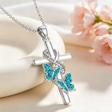 Sterling Silver  Hummingbird Blue Jay Dragonfly Butterfly Cross Necklace Engraved with I Love You Forever