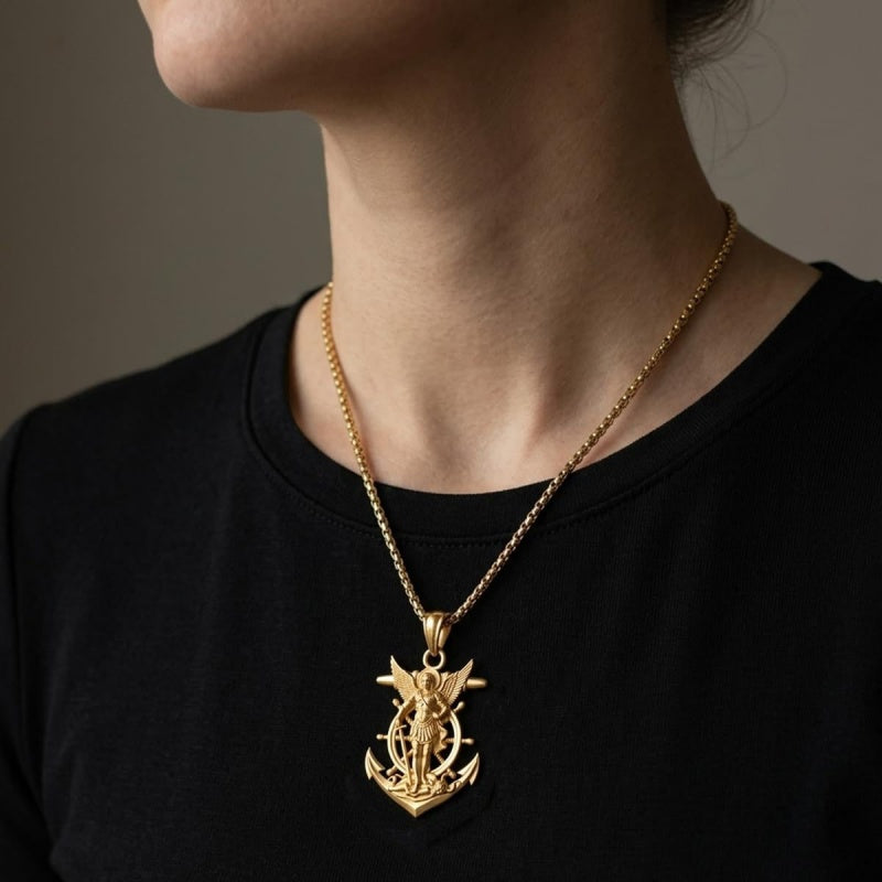 Christian Religious Medal Amulet 14K Gold Plated Pendant  Necklace