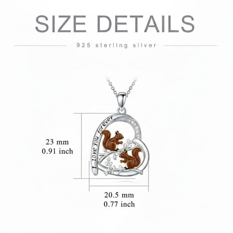 Sterling Silver Mother Daughter Squirrel Monkey Butterfly Bee Owl Necklace Engraved I Love You Forever
