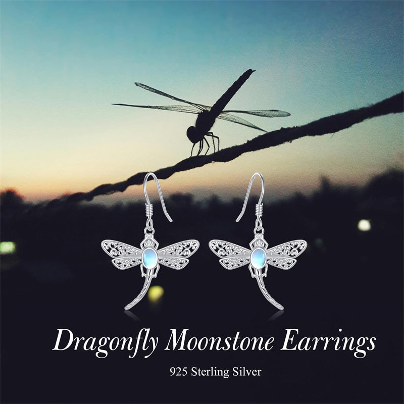 Sterling Silver Dragonfly Drop Earrings