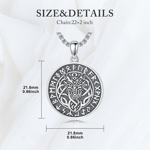 Sterling Silver Viking Raven Bear Odin Wolf Pendant Necklace for Men