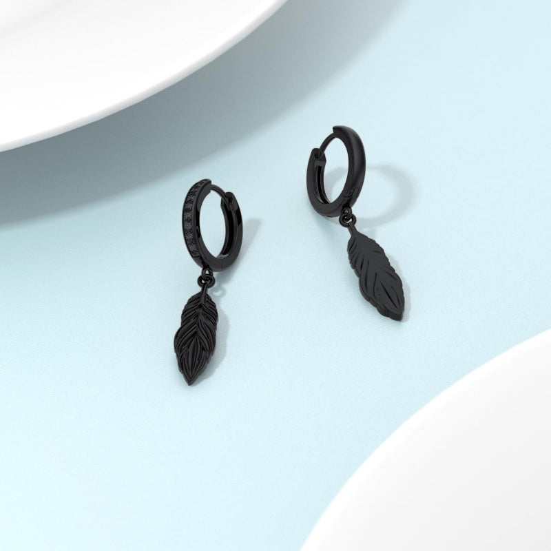 Sterling Silver Feather Arrow  Skull Spider Bat Scorpion Hoop Earrings Halloween Christmas Gift