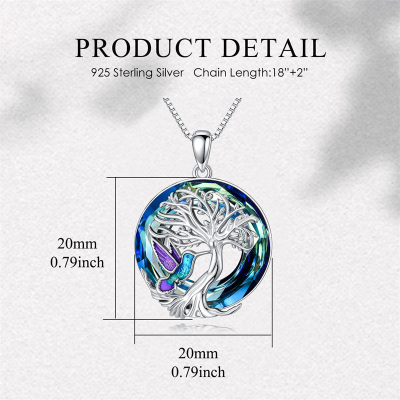 Sterling Silver Crystal Tree of Life Cardinal  Cat Hummingbird Dog Dragonfly Eagle Pendant Necklace