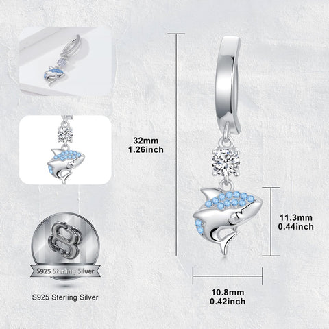 Sterling Silver Cubic Zirconia  Shark Belly Button Ring for Women