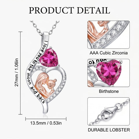 14K Gold Plated Birthstone Heart Infinity Necklace Mother's Day  Gift