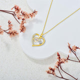 10K 14K 18K Gold Heart Birthstone Personalized Engraved Stethoscope Pendant Necklace