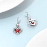 Sterling Silver Heart Cubic Zirconia Sunflower Rose Daisy Lily Lotus Hibiscus Dangle Earrings