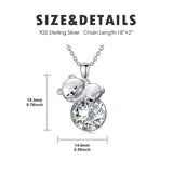 Sterling Silver Birthstone Teddy Bear Pendant Necklace Christmas Gifts for Women Children