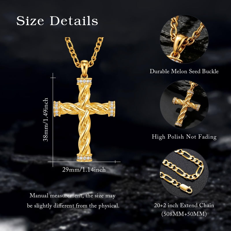 14K Gold  Plated Cross Necklace Simple Religious Jewelry Gift