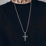 Sterling Silver Cross Religious Necklace for Men
