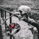 Sterling Silver Personalized Birthstone Punk Skull Bat Snake Ring Goth Jewelry for Halloween Birthday
