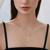 10K 14K 18K Solid Gold Personalized Engraved 1-4 Birthstone Heart Necklaces for Women