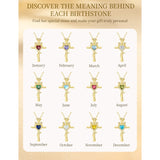 14K Gold Plated Birthstone Rose Cross Necklace for Women Faith Jewelry Gift