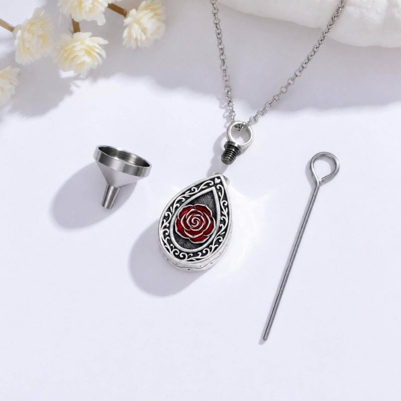 Sterling Silver Cross Hummingbird Cardinal  Rose Sunflower Urn  Necklace for Ashes Cremation Jewelry