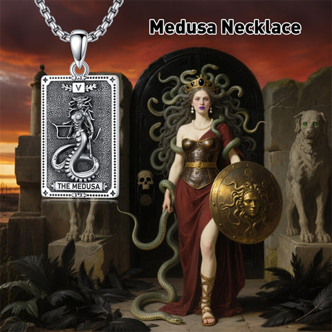 Sterling Silver Tarot Card Hecate Athena Artemis Lilith Medusa Goddess Pendant Necklace