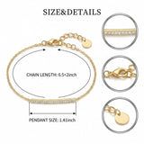 14K Gold  Plated Cubic Zirconia  Bar Bracelet Adjustable Chain for Women