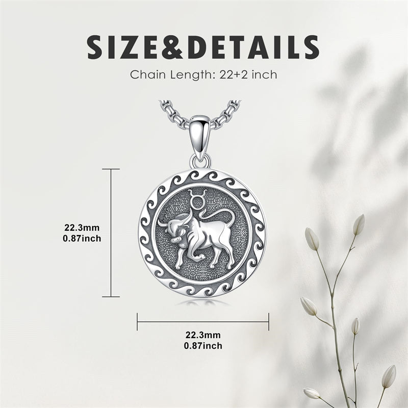 Sterling Silver 12 Zodiac Astrology Horoscope Pendant Necklace
