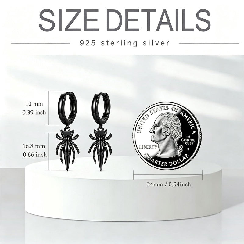 Sterling Silver Feather Arrow  Skull Spider Bat Scorpion Hoop Earrings Halloween Christmas Gift