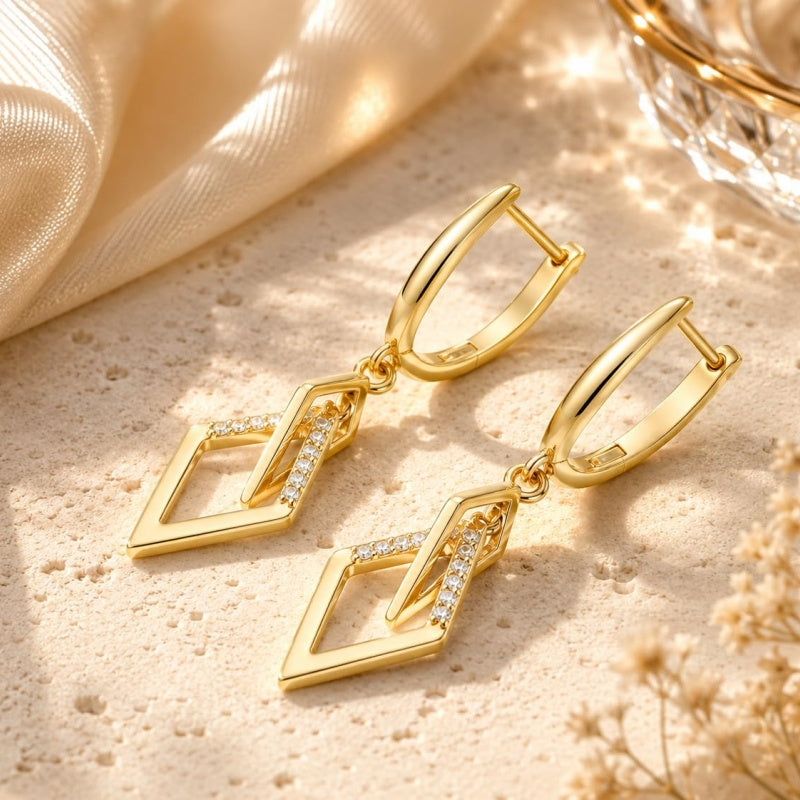 14K Gold Plated Dangle Drop Earrings for Women