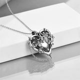 Sterling Silver Gothic Witches Heart Pendant Necklace