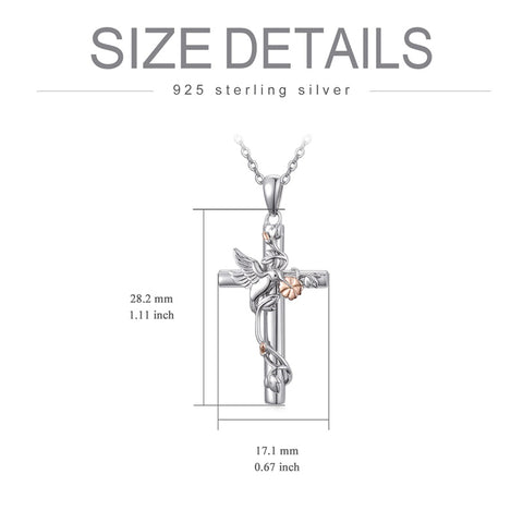 Sterling Silver Cross Bee Hummingbird Butterfly Dove Red Cardinal Pendant Necklace for Her