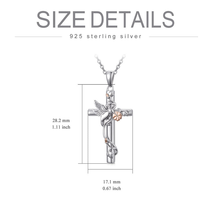 Sterling Silver Cross Bee Hummingbird Butterfly Dove Red Cardinal Pendant Necklace for Her