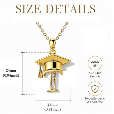 Initial  Graduation 14K Gold Plated Inspiring Grad Pendant Necklace Graduations Jewelry Gifts
