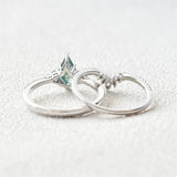 Sterling Silver 10K 14K 18K Gold Kite Cut Gemstone Wedding Ring Set