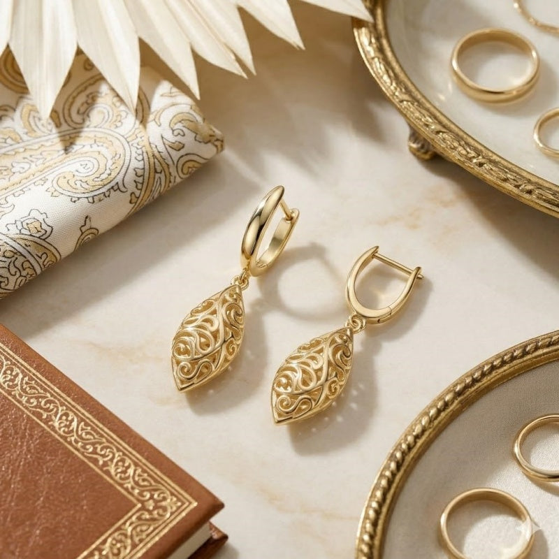 14K Gold Plated Dangle Drop Earrings for Women